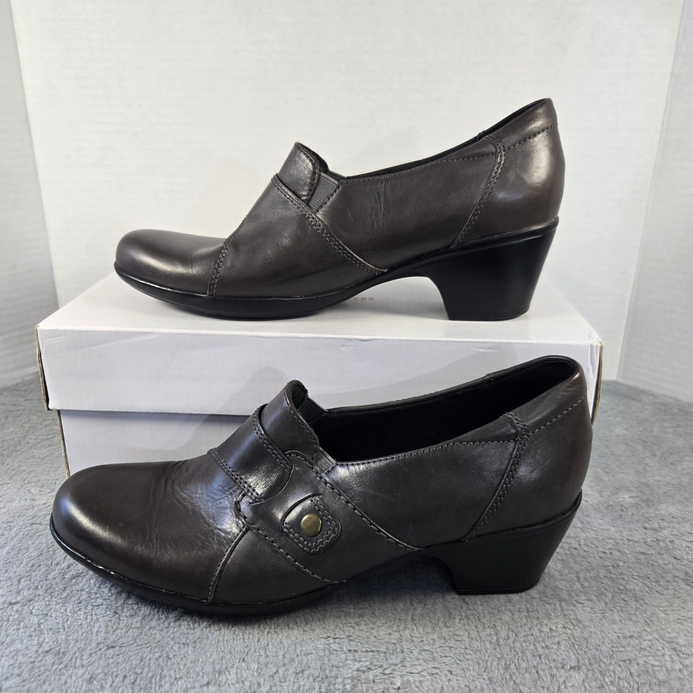 Clarks Bendables Dark Brown Leather Slip On Heeled Shooties 9.5N 62936